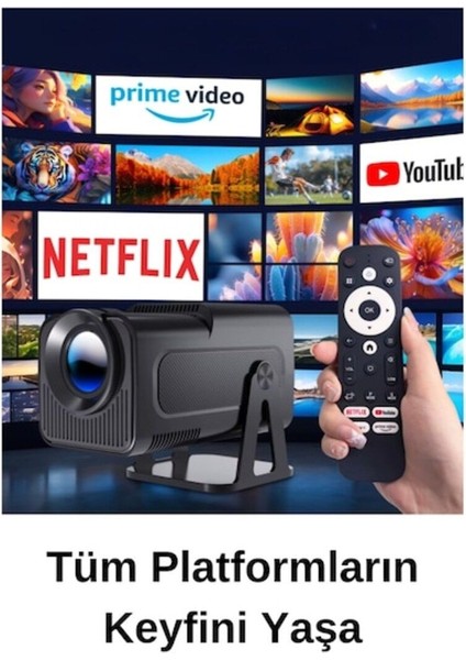 Kablosuz 720P Projeksiyon Cihazı Bluetooth Destekli Siyah modelleri