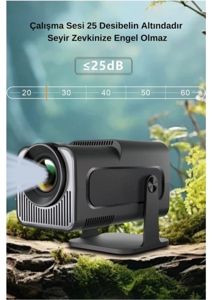 4K 1080P Kablosuz Bluetooth Projektör Siyah