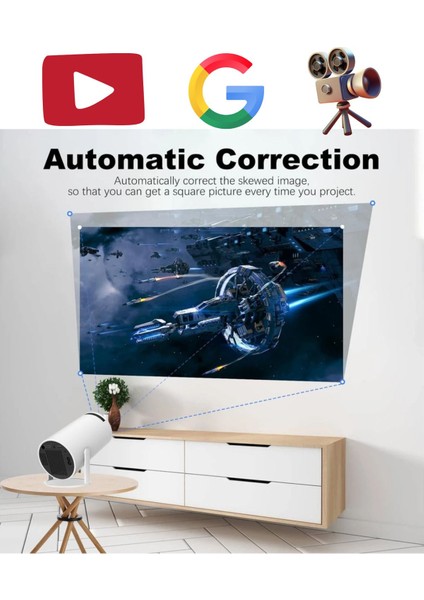 Taşınabilir Wifi Projektör, Android 11, Ultra Hd, Sinema Keyfi, Beyaz fırsatları