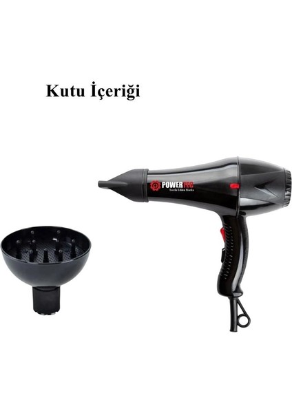 Güçlü 2500W Profesyonel Saç Kurutma ve Difüzör Seti Siyah fiyatları