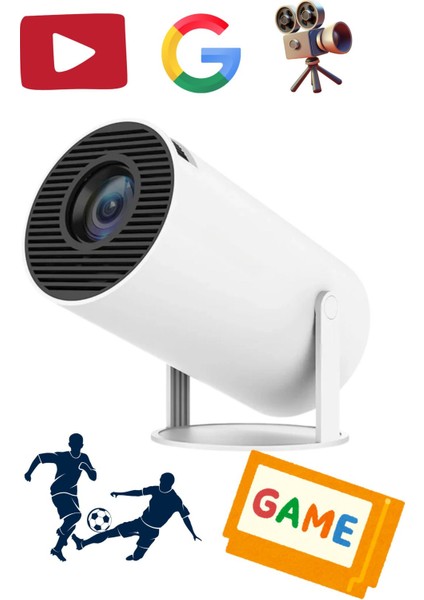 Taşınabilir Android Projektör, Wifi Bağlantılı, Ultra Hd, Beyaz Renk