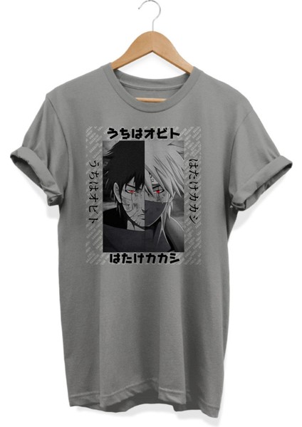 Uchiha Obito Hatake Kakashi Naruto Anime Baskılı Oversize Tişört