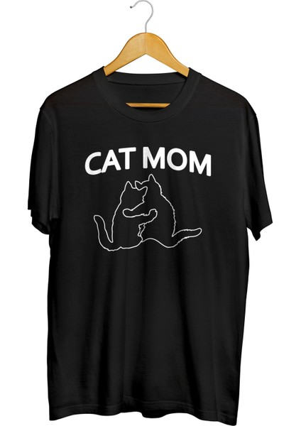 Cat Mom Sarılan Kediler Baskılı Kaliteli Tişört