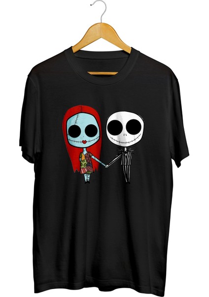 Jack And Sandy - The Nightmare Iskelet Sevgililer Günü Baskılı Tişört