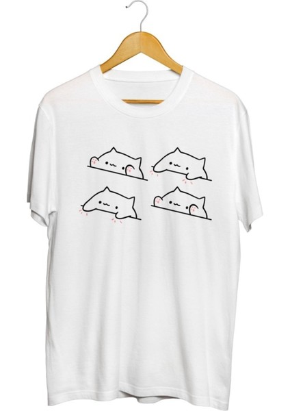 Sevimli Kedi Baskılı Unisex Tişört