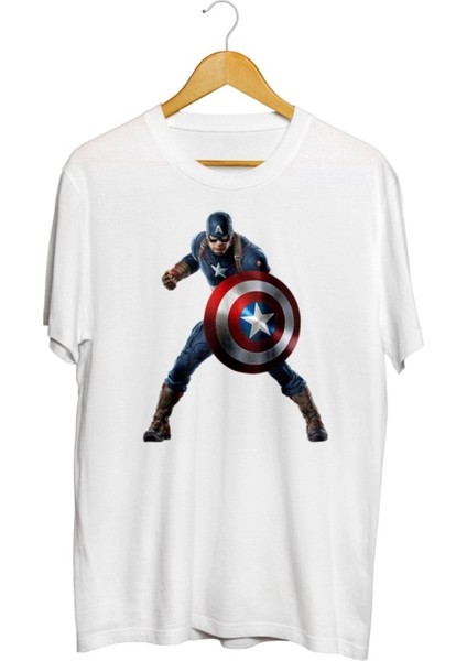 Marvel Avengers Assemble Captain America Iron Man Baskılı Unisex Tişört