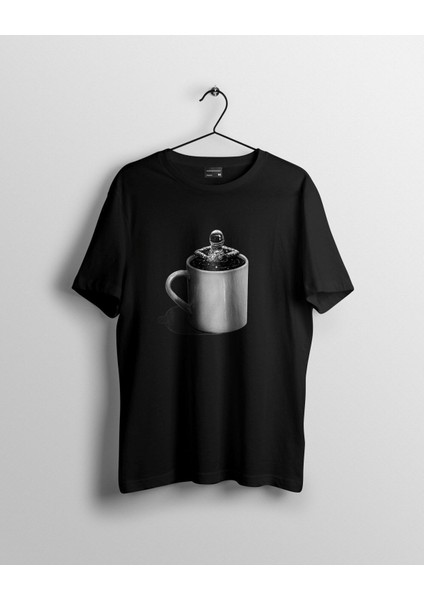 Unisex Gezegen Yolculuğuna Bi Kahve Molası Baskılı Tshirt