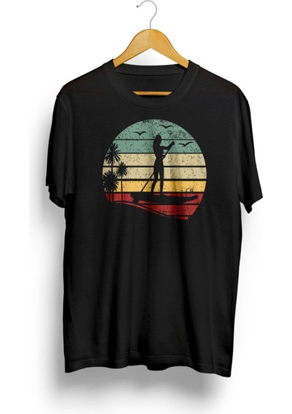 Sunset Stand Up Paddle Board Baskılı Tişört