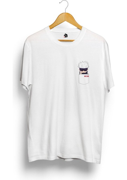 Anime Satoru Gojo Blindfolded Chibi Pocket - Jujutsu Kaisen Anime Baskılı Tişört