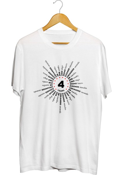 "4 Yıllık Evli" Sevgililer Günü Baskılı Tişört