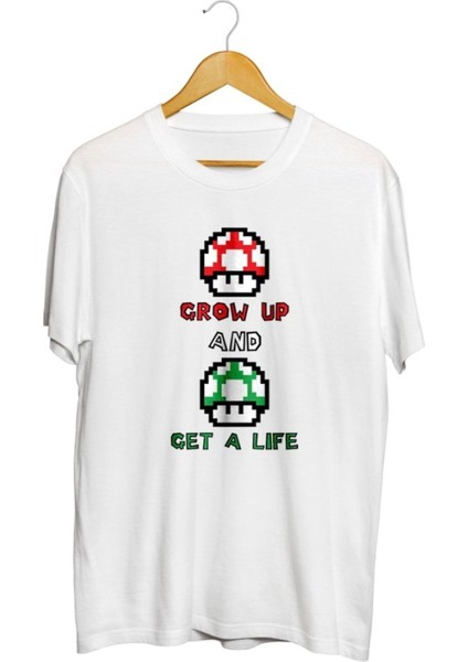 Mario Mantar Grow Up And Get A Life Baskılı Unisex Tişört