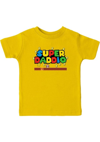 Super Daddio Baba Baskılı Sarı Unisex Çocuk Tişört