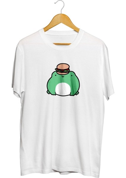 Hamburger Kurbağa Baskılı Unisex Tişört