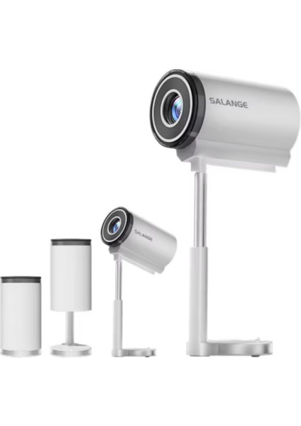Taşınabilir 1080P Projektör, 4K Video Desteği, Ev Sineması, Android Smart, Beyaz