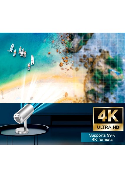 Taşınabilir 1080P Projektör, 4K Video Desteği, Ev Sineması, Android Smart, Beyaz modelleri