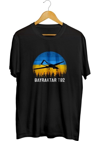 Bayraktar Tb2 Ukrayna Bayrağı Baskılı Unisex Tişört
