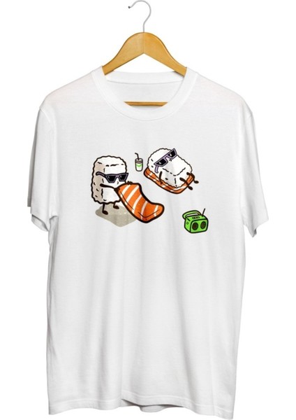 Sushi Tatil Baskılı Unisex Tişört