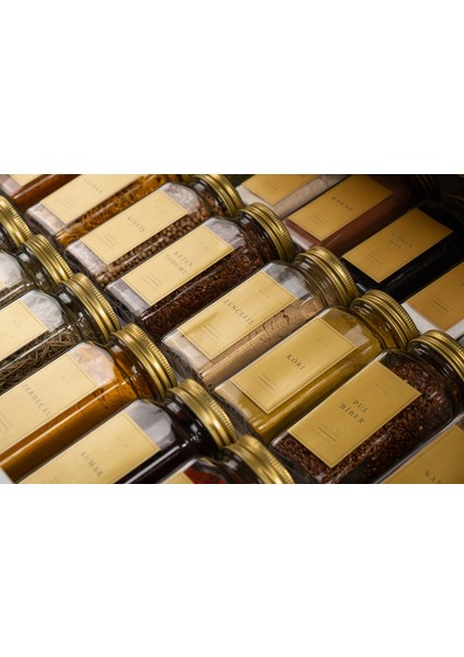 36'lı Cam Baharatlık Seti Gold Kapaklı Etiketli Baharatlık Takımı fırsatları