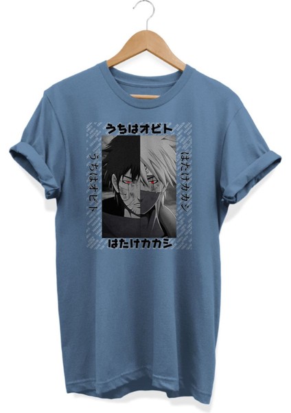 Uchiha Obito Hatake Kakashi Naruto Anime Baskılı Oversize Tişört