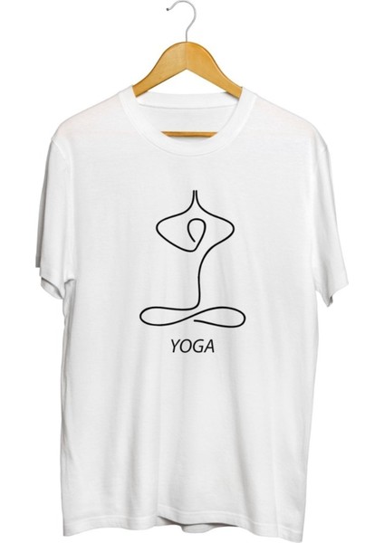 Yoga Minimal Line Art Baskılı Unisex Tişört