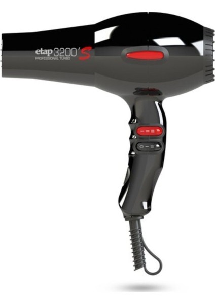 3200S Profesyonel Kuaför Fön Makinesi, 2400W, Siyah, Italyan Motor