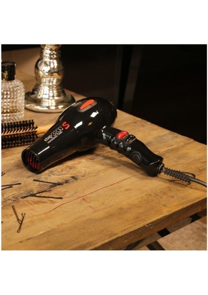 3200S Profesyonel Kuaför Fön Makinesi, 2400W, Siyah, Italyan Motor modelleri