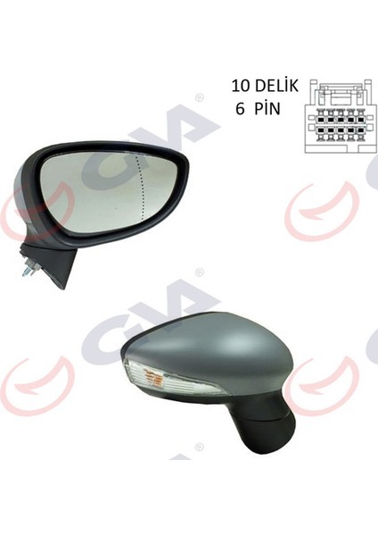 Diş Dikiz Aynasi Sol Fiesta 12 Elektrikli Isitmali Sinyalli Astarli Asferik 6 Fiş VM-6326EHPAL Ynsmr