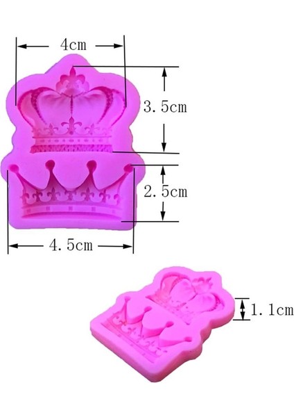 2 Mini Taç Prens Prenses Silikon Kalıp K-470, Polyester Mum Kokulu Taş Sabun Alçı Kalıbı modelleri