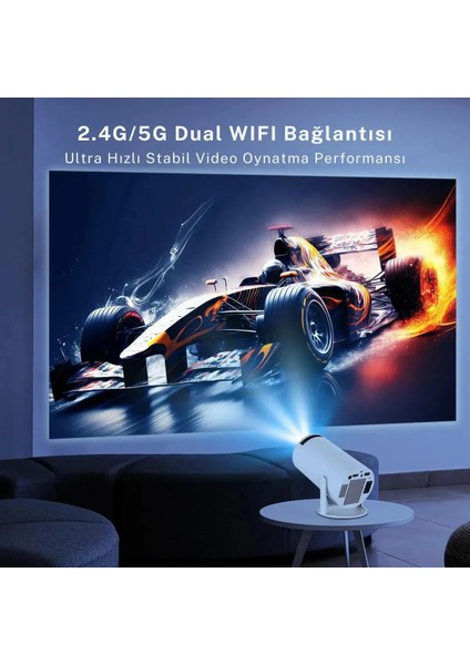 Taşınabilir Wi-Fi Akıllı Hd Projektör, Android Destekli, Sinema Keyfi