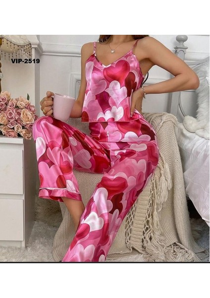 Askılı Saten Pijama Takımı