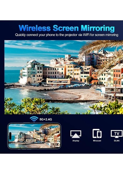 Taşınabilir Android Projeksiyon Cihazı, 1080P, 5g Wi-Fi, Bluetooth, Ev Sineması indirimleri