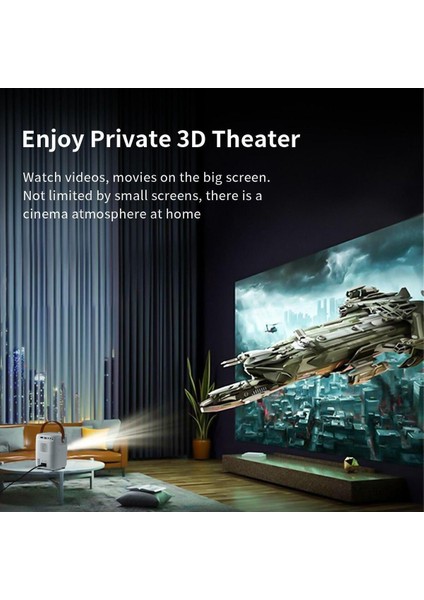 Taşınabilir Android Projeksiyon Cihazı, 1080P, 5g Wi-Fi, Bluetooth, Ev Sineması