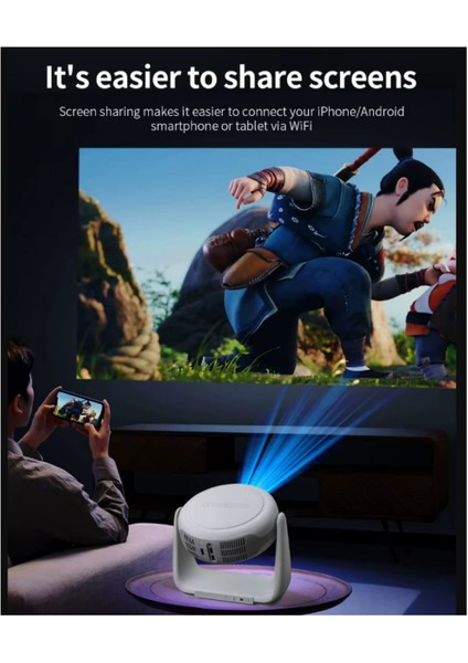 Taşınabilir Android Projektör, 180" Ekran, 4k, Wi-Fi 6, Bluetooth 5.0, Full Hd fırsatları