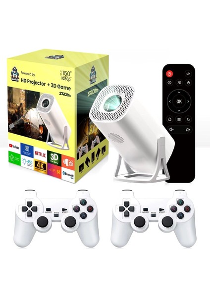 Yüksek Çözünürlüklü Taşınabilir Projeksiyon, Wi-Fi, Bluetooth, Netflix, Youtube Destekli