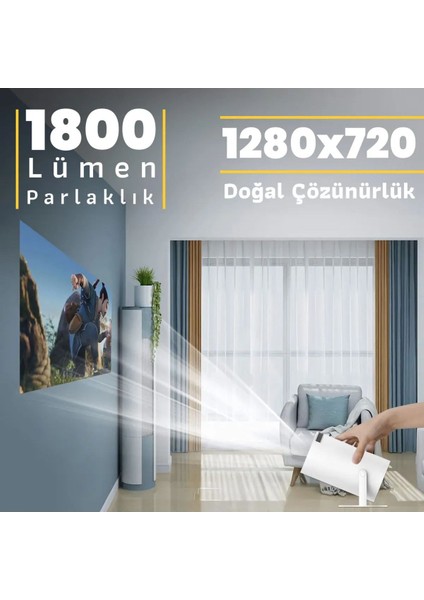 Yüksek Çözünürlüklü 1280X720 Piksel, 1800 Lümen, HDMI Projeksiyon Cihazı, Beyaz modelleri
