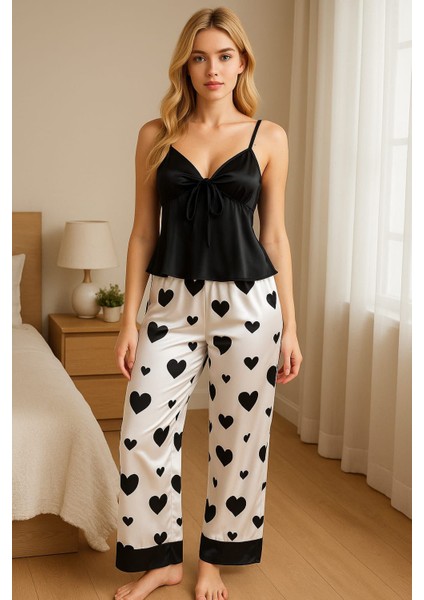 Askılı Saten Pijama Takımı