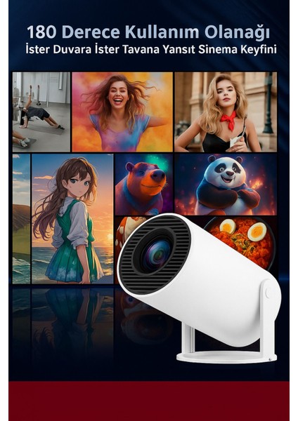 Taşınabilir Projektör, 50.000 Saat Led, Wi-Fi, Hd Görüntü Kalitesi, Beyaz modelleri