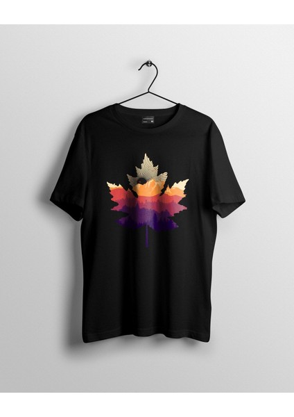 Yaprağa Saklanan Dağ Tasarımlı Baskılı Tshirt