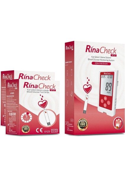 Şeker Ölçüm Cihazı ve 2 Kutu 100 Adet Şerit, Sağlıklı Takip Seti