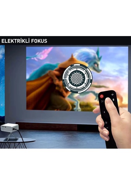 Taşınabilir Akıllı Projektör, Wi-Fi, Bluetooth, Android 11, 2gb Ram, 32GB Depolama