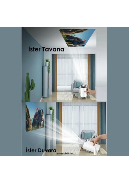 Taşınabilir Android Projektör, Ultra Hd, Bluetooth, Wi-Fi, Ev Sineması, Akıllı Kumanda