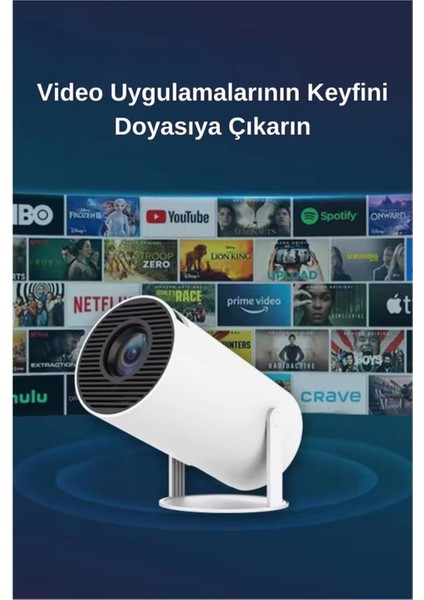 Hd 720P Android Kablosuz Bluetooth Dönen Projektör Beyaz modelleri