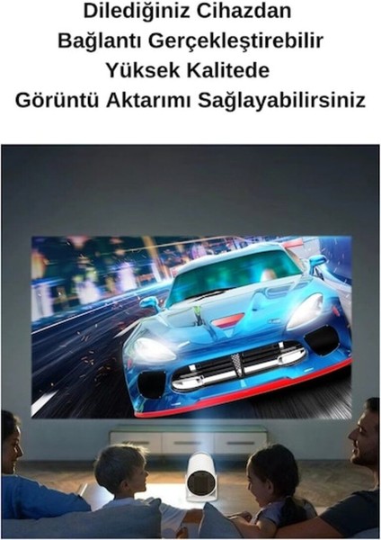 Hd 720P Android Kablosuz Bluetooth Dönen Projektör Beyaz indirimleri