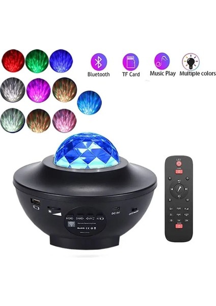 7 Renkli Ambiyans Projektör ve Bluetooth Müzik Işığı Siyah
