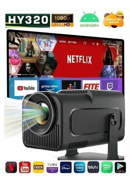 Mini 4K LED Wifi Android Taşınabilir Akıllı Projeksiyon Siyah indirimleri