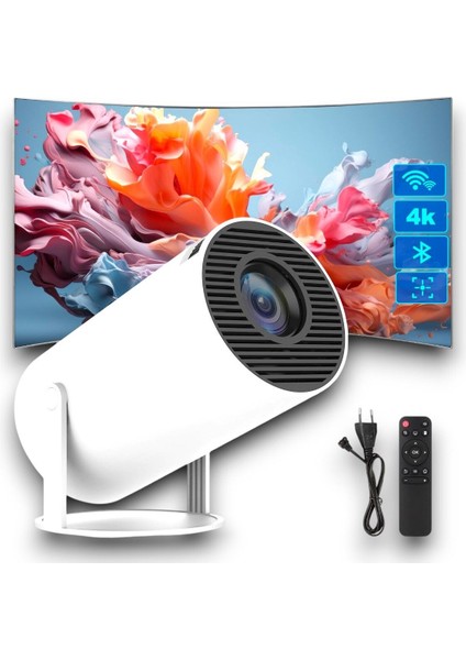 Yılbaşı Özel 4K Wi-Fi Taşınabilir Projeksiyon ve Bluetooth Hoparlör Seti Beyaz modelleri