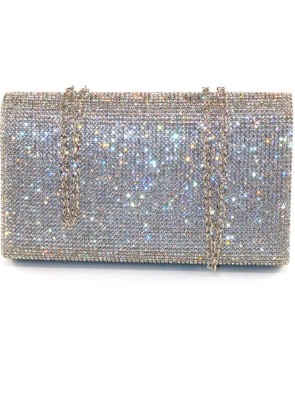 Taşlı Gümüş Abiye Çanta. Clutch Gümüş Taşlı Gece Çantası. Abiye Çanta Gümüş. Gümüş Abiye Çantası. fırsatları