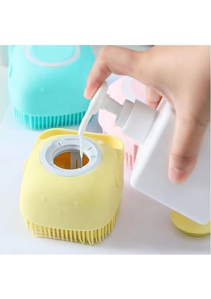 Şampuan Hazneli Duş Temizlik Fırçası Pratik Hızlı Köpürtme