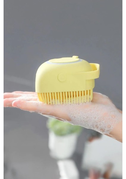 Şampuan Hazneli Duş Temizlik Fırçası Pratik Hızlı Köpürtme
