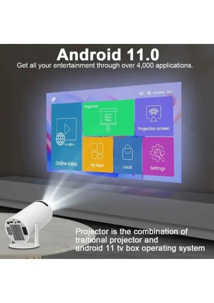 Taşınabilir 4K Wi-Fi Akıllı Sinema Projektörü, Ultra Hd, Hafif ve Kolay Kullanım modelleri